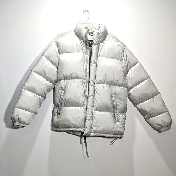 NEW ZARA Puffer Jacket Gray Full-zip Snap Medium - Picture 2 of 12